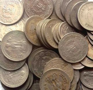 India 50 Coins Of 50 Paisa 25 Paisa Circulated Coin - 493 By Registered Airmail