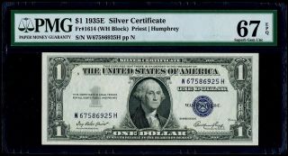 $1 1935e Silver Certificate Pmg 67 Epq Gem Uncirculated