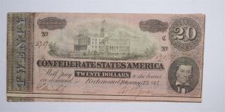 Civil War 1864 $20.  00 Confederate States Horse Blanket Note 694