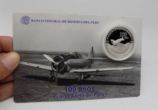 Peru 2019 One Sol Silver Coin 100 Years Of The Air Force Of Peru 1 Oz Troy 0.  925
