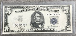 Series 1953 A $5 Five Dollar Silver Certificate Note Fr - 1656 V31