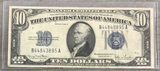 Series 1934 D $10 Ten Dollar Silver Certificate Note Fr - 1705 V46