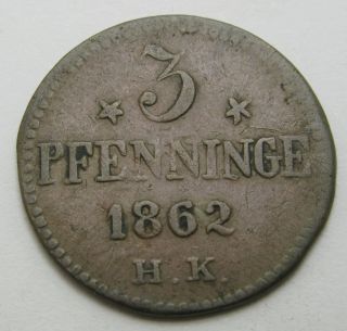 Rostock (german City) 3 Pfennig 1862 Hk - Copper - F/vf - 432