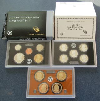2012 S Us Silver Proof Set Box & - W/ National Park Quarters