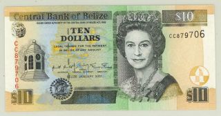 Belize $10 Dollars Currency Banknote 2001 PMG 65 GEM UNC 2