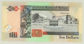 Belize $10 Dollars Currency Banknote 2001 PMG 65 GEM UNC 3