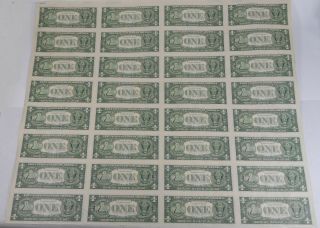 1981 $1 Federal Reserve Notes - Uncut Sheet Of 32 2