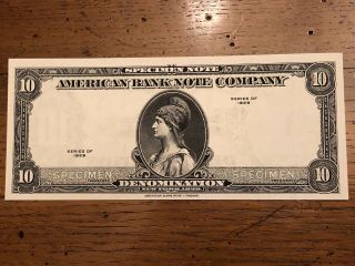 1929 American Bank Note Company”specimen”ten Dollar Note Example