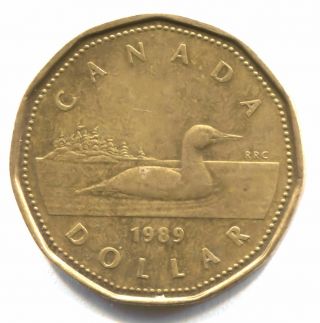 1989 Canadian Loonie One Dollar Coin - Canada - $1.  00
