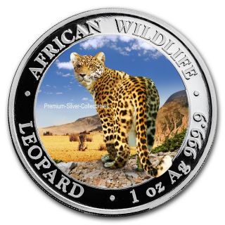 2018 Somalia Leopard Colorized Coin Series 1 Ounce Pure Silver