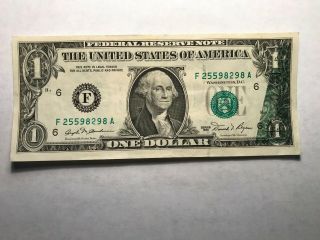 1981 $1 FEDERAL RESERVE NOTE - ERROR - OFFSET - PARTIAL BACK TO FRONT - UNC CRIS 3