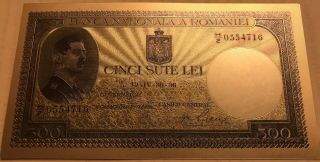 Romania 500 Lei 1936 Banknote Polymer Silver Plated