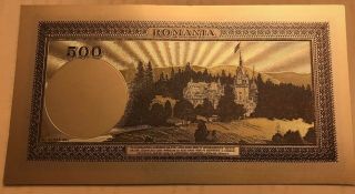 Romania 500 LEI 1936 BANKNOTE polymer silver plated 2