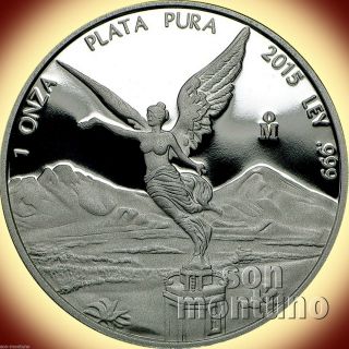 2015 Mexico 1 Oz Silver Libertad Proof.  999 Bullion Coin In Capsule