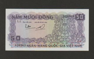 South Vietnam,  50 Dong Banknote,  1966,  About Uncirculated,  Cat 17 - A - 0363