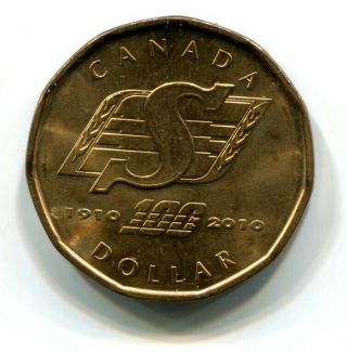 2010 Canada Saskatchewan Roughriders Loonie One Dollar Coin