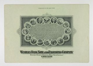 Il.  Western Bank Note Co 1890 - 1910 Engraved Ad Card Micro Print Dec Independence
