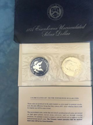 1974 - S U.  S.  Eisenhower 40 Silver Dollar In Blue Envelope Unc