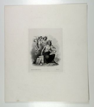 Abn Proof Vignette Allegorical Women 1860 - 70 Ldp 6 X 7 Inches Abn Unc - Cu