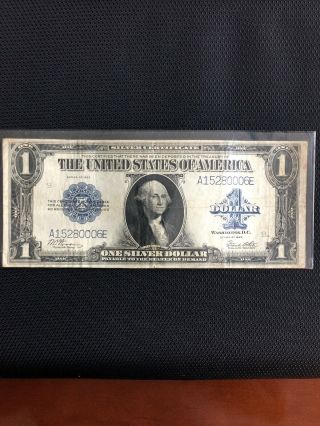 1923 Us 1$ One Dollar Blue Seal Silver Certificate Note Large Bill