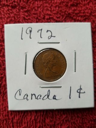 Canada 1972 1 Cent Copper One Canadian Penny Coin