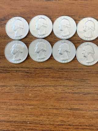 1/5 Of Roll Of 90 Silver Washington Quarters From Bank Roll Bu.