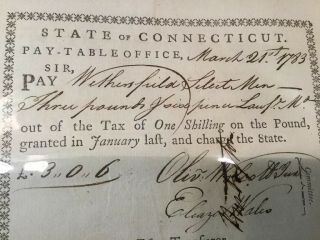 1783 State of Connecticut Pay Table Office Draft Signed by Oliver Wolcott Jr. 3