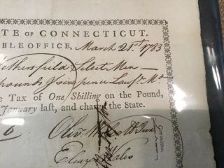 1783 State of Connecticut Pay Table Office Draft Signed by Oliver Wolcott Jr. 4