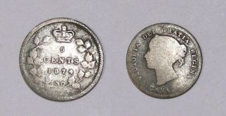 1874 Canada Victoria Sterling Silver 5 Cents Vg Inv 371 - 20