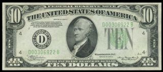 1934 - A $10 Federal Reserve Note Cleveland Au/unc