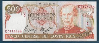 Costa Rica 500 Colones,  1989,  P 255,  Unc