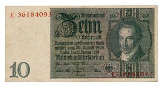 Germany Banknote 10 Reichsmark 1929.  Vf,
