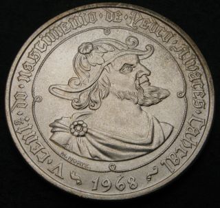 Portugal 50 Escudos 1968 - Silver - Birth Of Pedro Alvares Cabral - Aunc - 176
