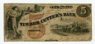 1858 $5 The Timber Cutter 