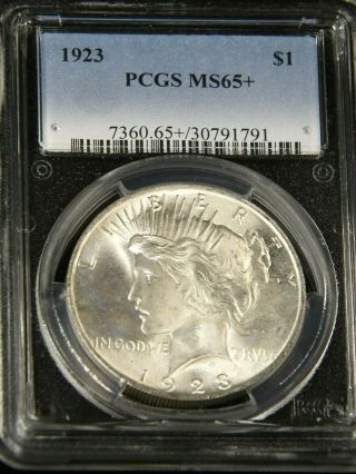 1923 P Peace Silver Dollar Pcgs Ms65,  Blast White Gorgeous Luster Ppq G555