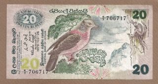 Sri Lanka: 20 Rupees Banknote,  (vf),  P - 86a,  26.  03.  1979,