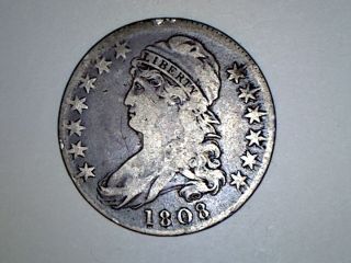 1808/7 Capped Bust Half Dollar - 8 Over 7 Overdate,  Fine Details