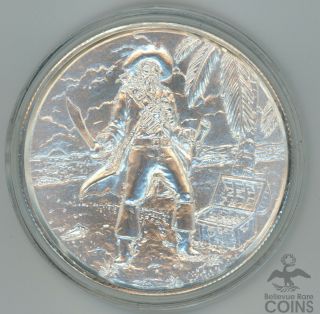 Privateer Series Ultra High Relief 2 Oz.  999 Silver No Prey No Pay Pirate Round