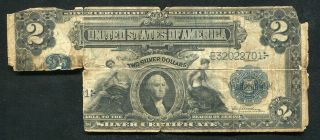 1899 $2 Two Dollars “mini Porthole” Silver Certificate Currency Note (b)