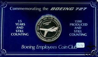 1979 Boeing 727 First Flight 1.  5 Oz Silver.  999 Employees 