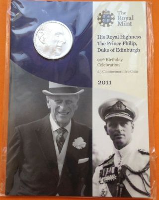 Uk 5 Pounds 2011 90 Years Since The Birth Of Prince Philip Unc