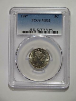 1887 Liberty V Nickel 5 Cents U.  S.  Coin ✮pcgs Ms62 Graded✮