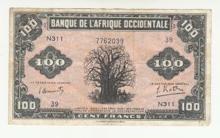 French West Africa 100 Francs 1942 Circ.  P31a @