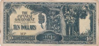 10 Dollars Fine Banknote From Japanese Occupied Malaya 1942 Pick - M7