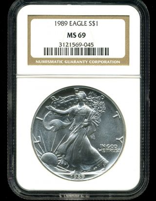 1989 $1 Silver American Eagle Ms69 Ngc