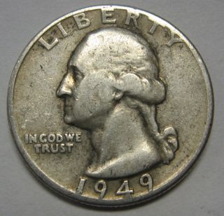 1949 Washington Silver Quarter Grading In The Vg/fine Range Dutch