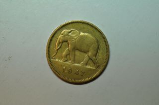 Mw12397 Belgian Congo; 2 Francs 1947 Elephant Km 26