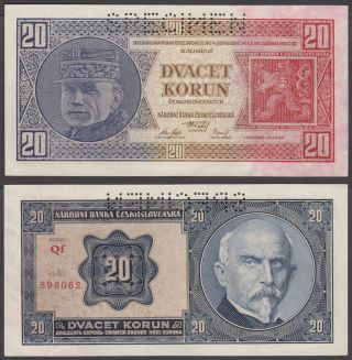 Czechoslovakia 20 Korun 1926 Unc Specimen Banknote P - 21s