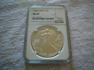 1986 Silver American Eagle Dollar Ngc Ms69 1 Oz Fine Silver Uncirculated Us Coin