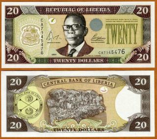 Liberia 20 Dollars 2004 Unc P.  28